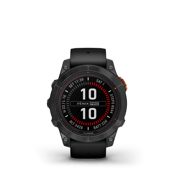 fenix 7 Pro Solar, Slate Gray Stainless Steel, Black Band