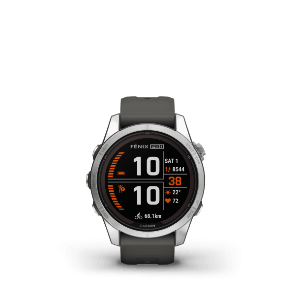 fenix 7S Pro Solar, Silver Stainless Steel, Graphite Band